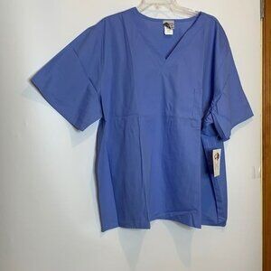 NWT Banyan Tree Womens Solid Blue Short Sleeve Scrubs Pocket XXL 2X PLUS SIZE